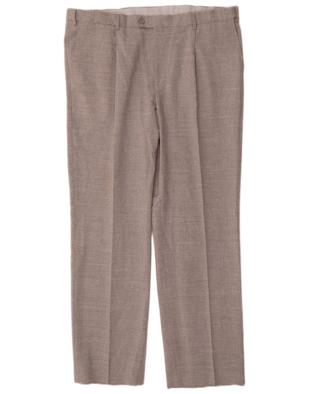 Calça masculina de terno reto Marks & Spencer W42 L33 poliéster cinza