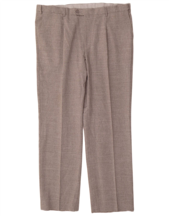 Calça masculina de terno reto Marks & Spencer W42 L33 poliéster cinza