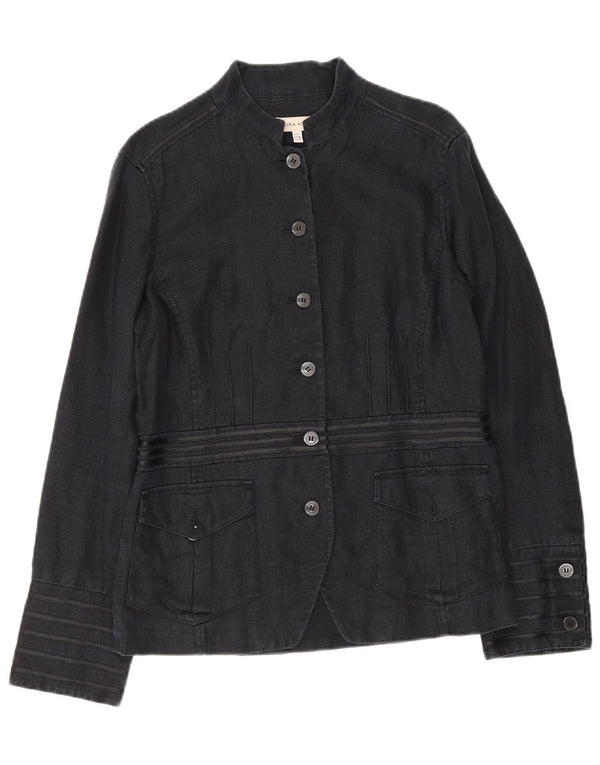 Laura Ashley Jaqueta blazer feminina militar de 6 botões Reino Unido 12 médio azul marinho