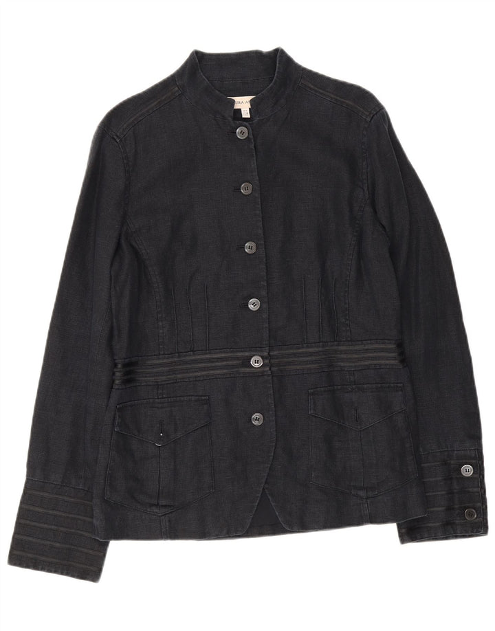 Laura Ashley Jaqueta blazer feminina militar de 6 botões Reino Unido 12 médio azul marinho