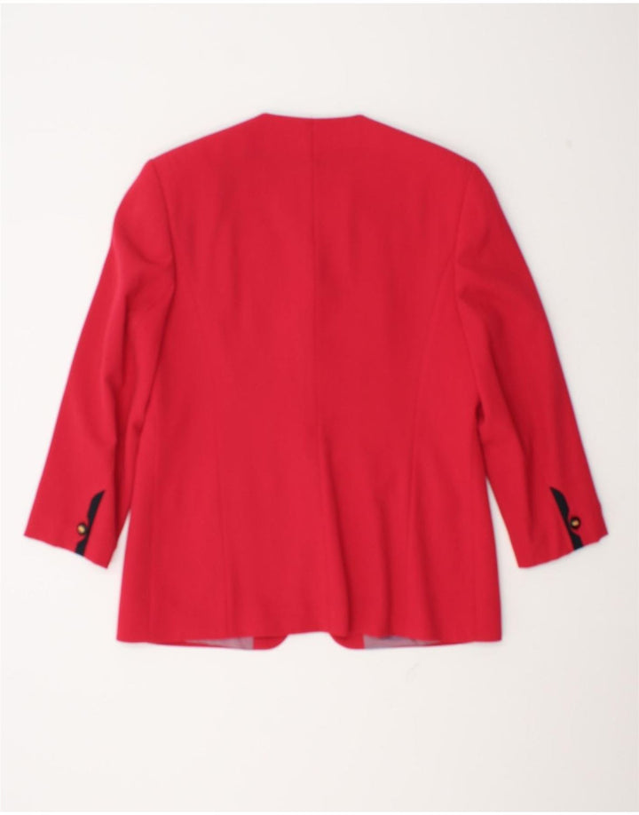 Jaqueta blazer feminina Marcona manga 3/4 com 4 botões Reino Unido 20 2XL poliéster vermelho