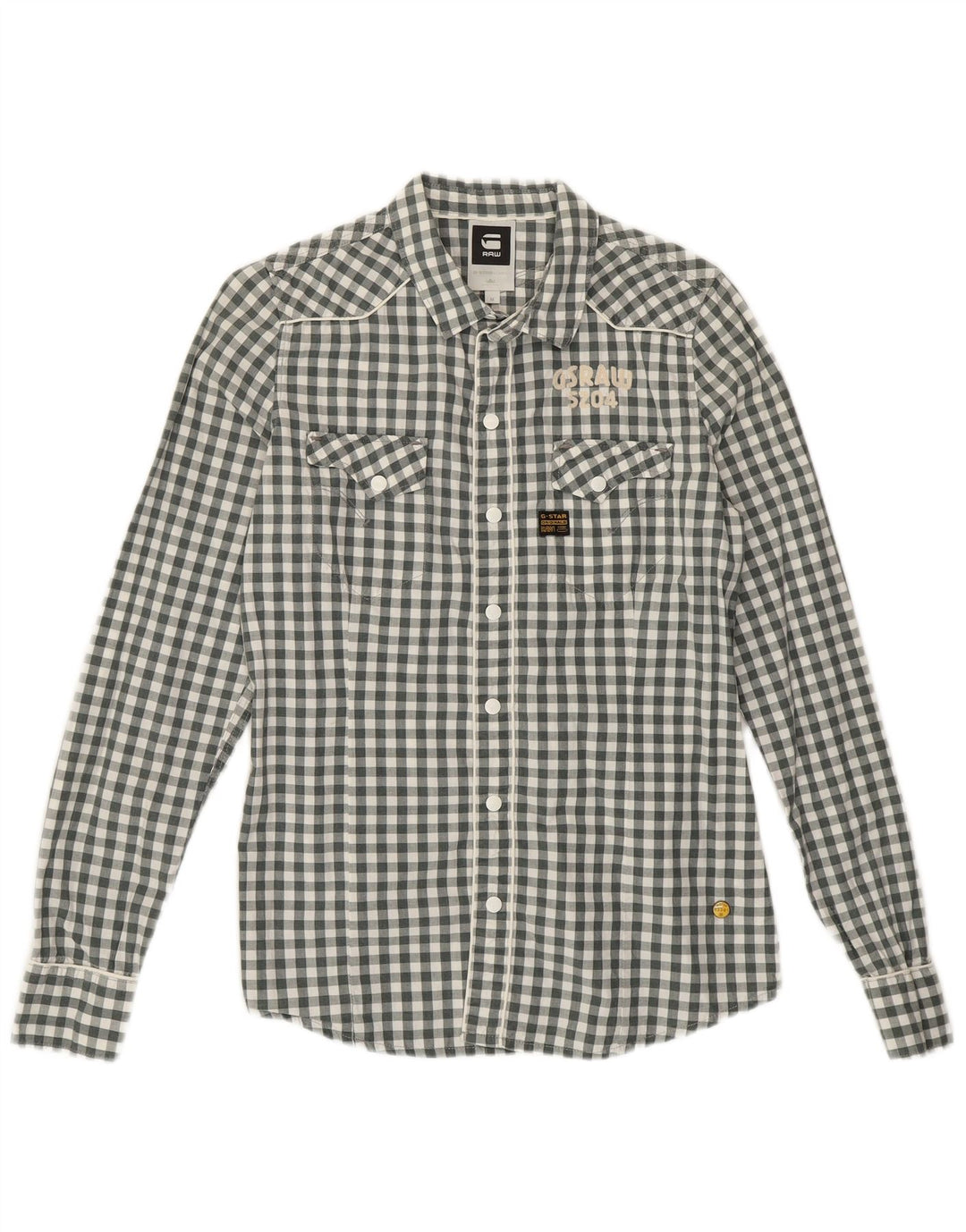 Camisa gráfica G-STAR para meninos 14-15 anos cinza médio algodão guingão