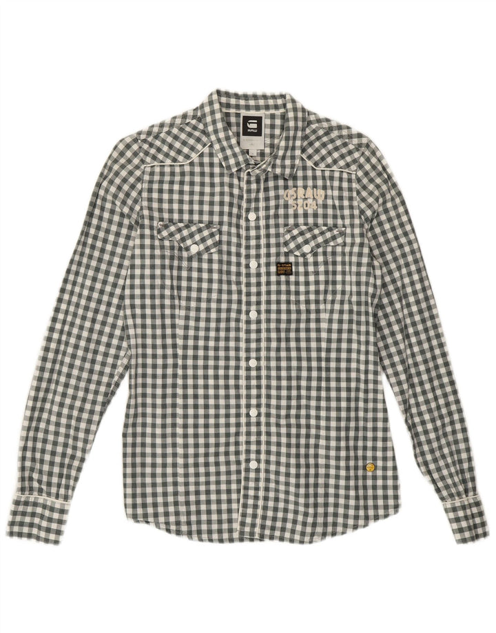 Camisa gráfica G-STAR para meninos 14-15 anos cinza médio algodão guingão