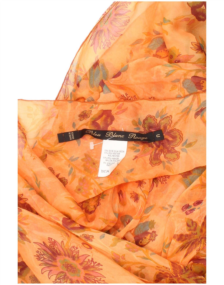Lenço retangular feminino Bleu Blanc Rouge tamanho único laranja floral boêmio