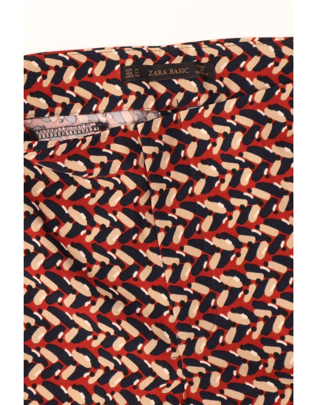 Zara Calça Chino Feminina Slim Médio W30 L28 Multicolorida Geométrica
