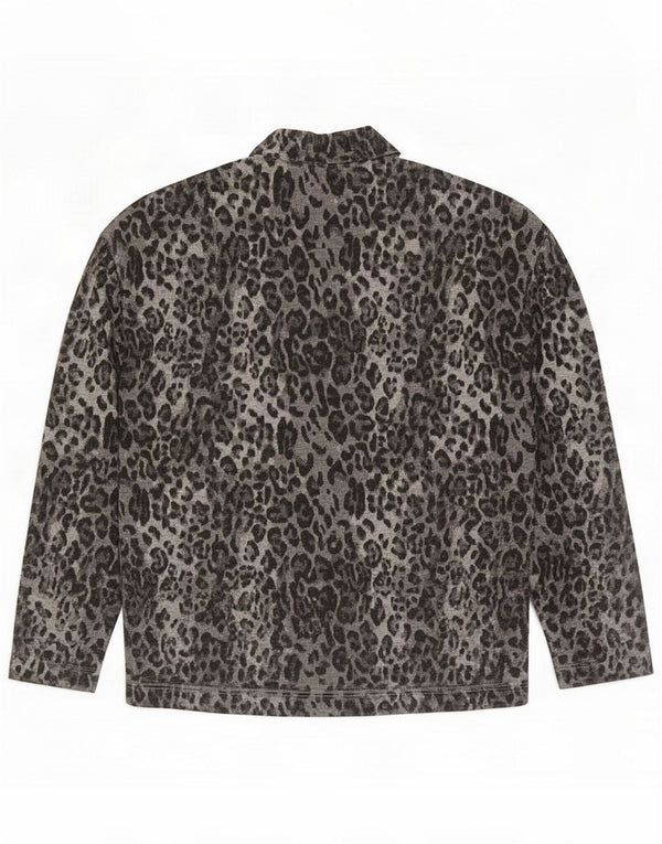 Top feminino Marks & Spencer de manga comprida UK 8 pequeno cinza com estampa animal
