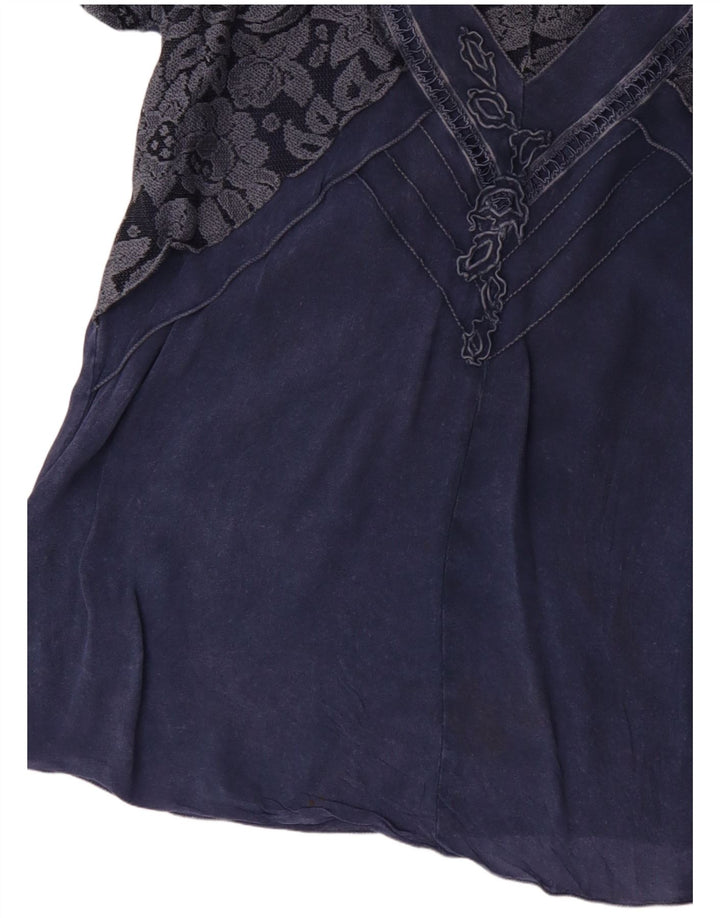 Blusa feminina JOSEPHINE UK 16 grande azul floral