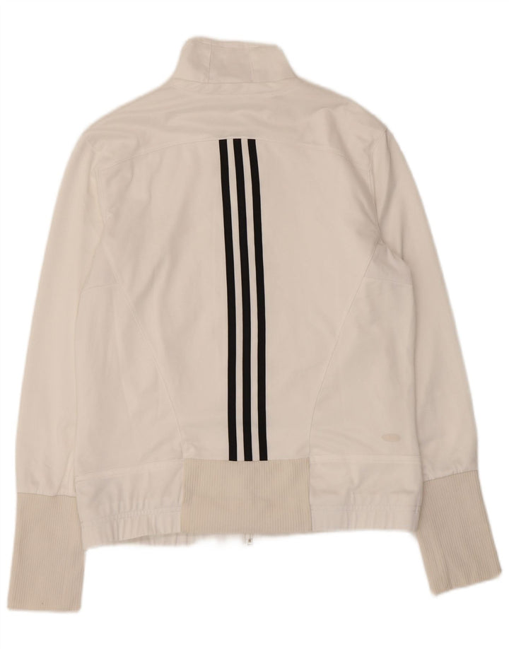 Adidas Womens Tracksuit Top Jacket UK 16 Grande Branco Poliéster