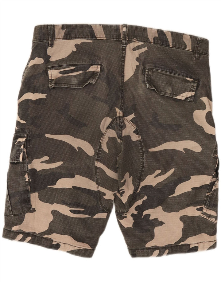 Shorts cargo masculino VINTAGE W34 grande algodão camuflado cáqui