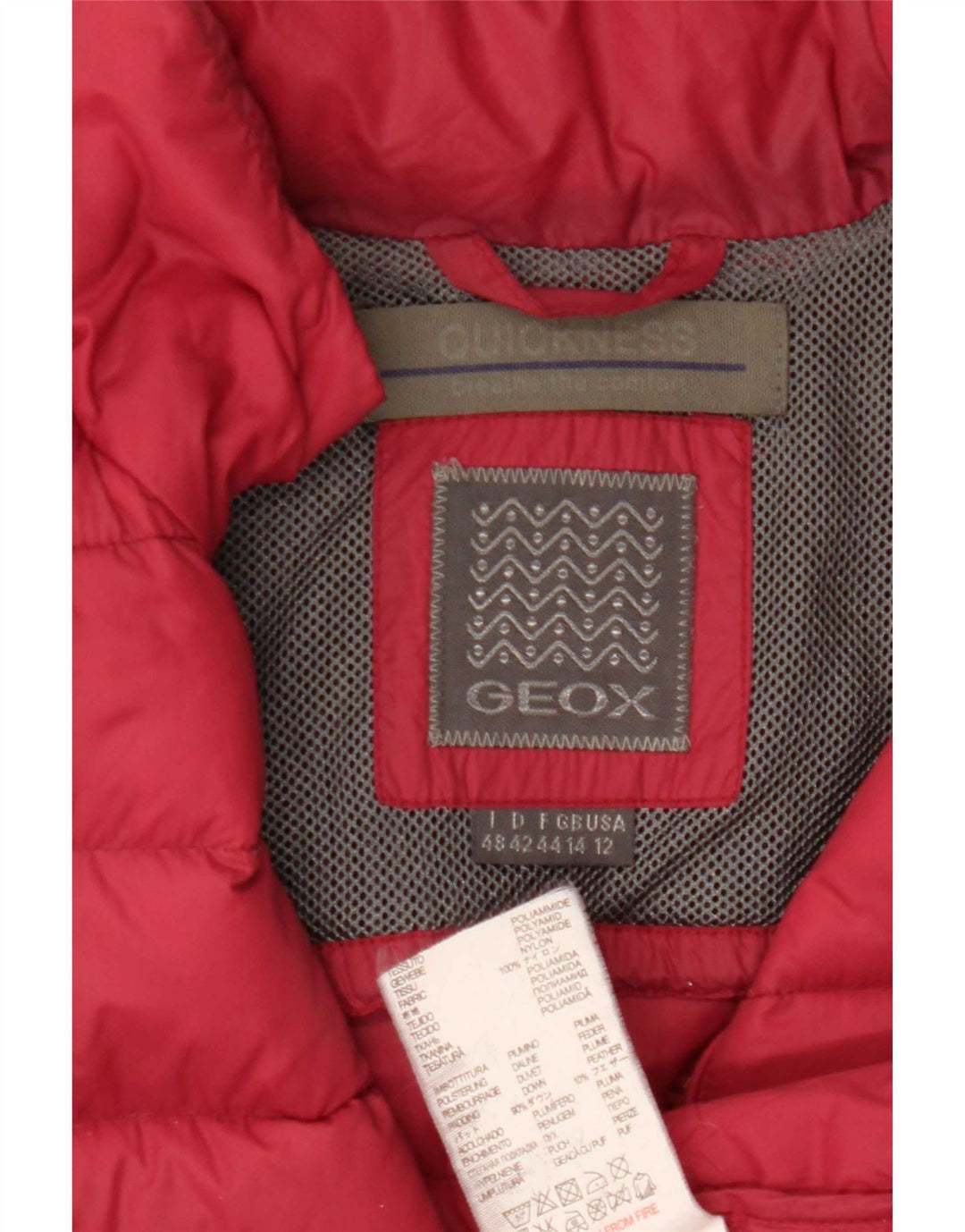 Jaqueta acolchoada feminina Geox UK 14 grande poliamida vermelha