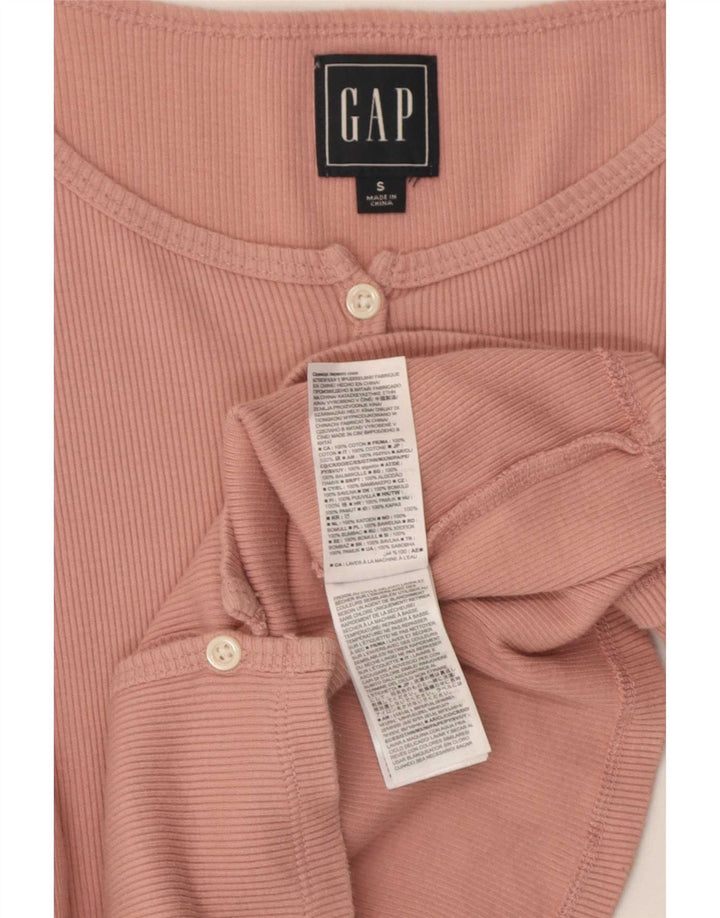 Top cropped feminino Gap manga comprida Reino Unido 8 algodão rosa pequeno