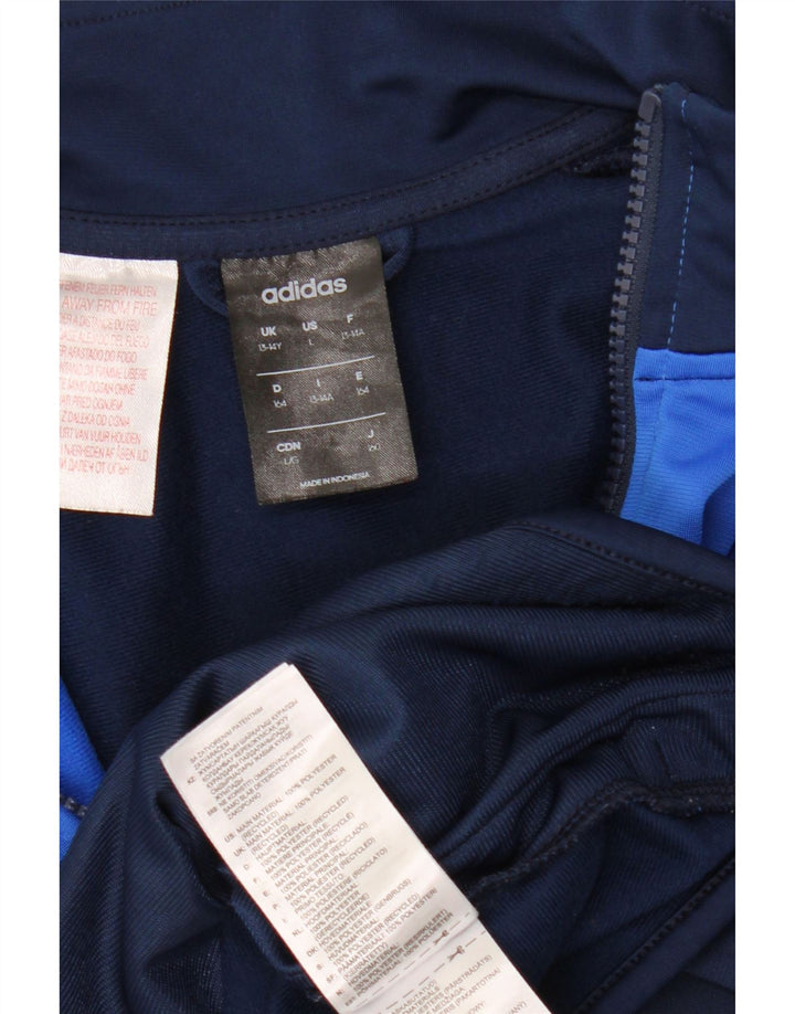 ADIDAS Meninos Tracksuit Top Jacket 13-14 Anos Azul Marinho Colorblock