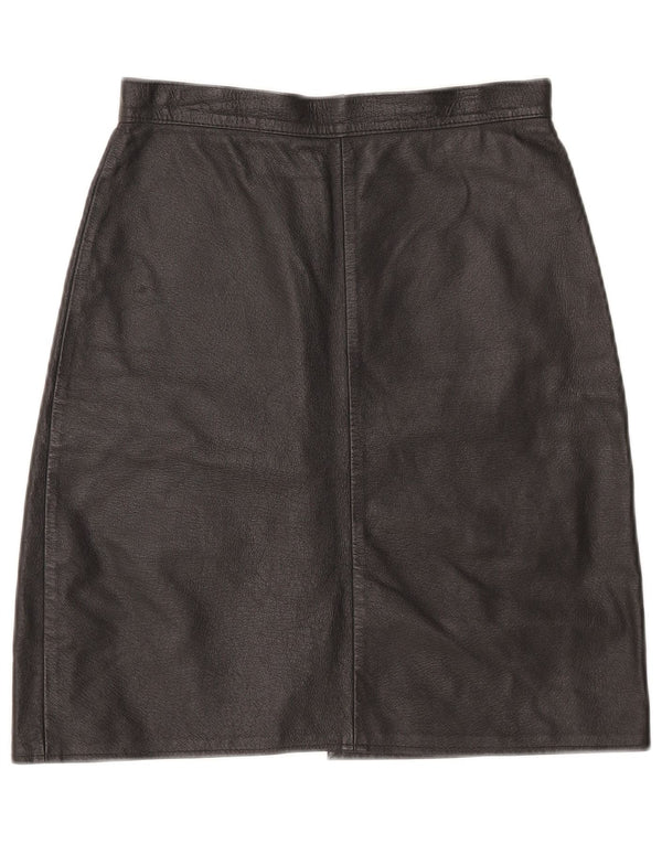 Saia de couro feminina vintage pequena W26 preta