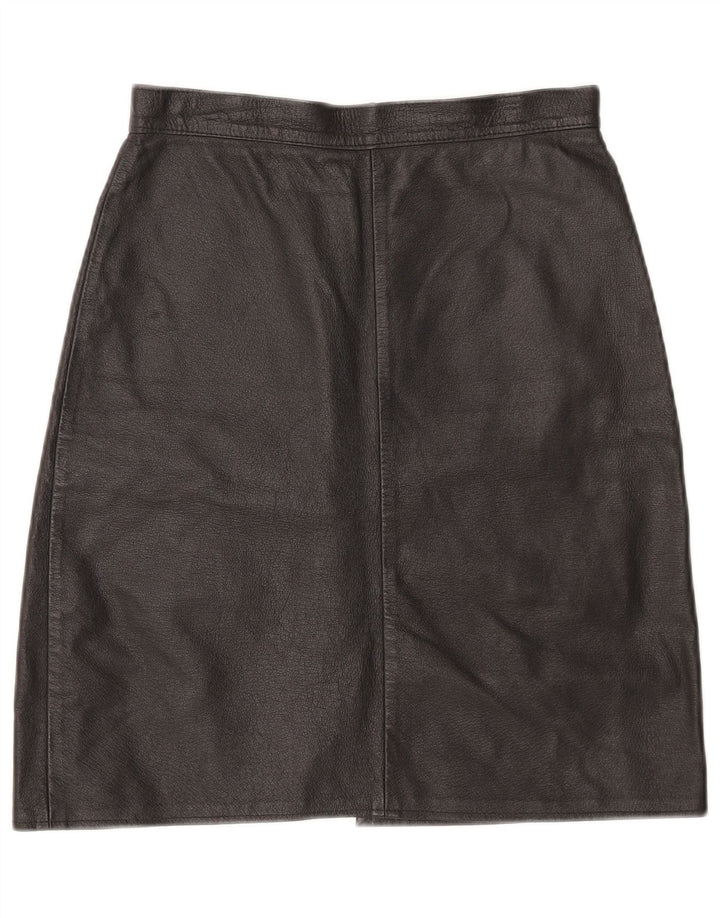 Saia de couro feminina vintage pequena W26 preta
