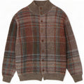 Suéter cardigã masculino vintage IT 52 grande lã xadrez multicolorida