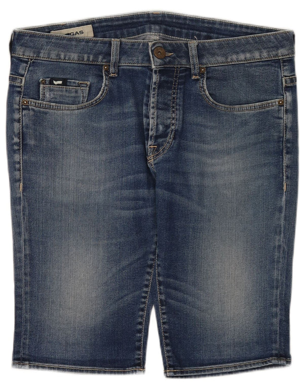 Shorts jeans feminino Gas W34 grande algodão azul