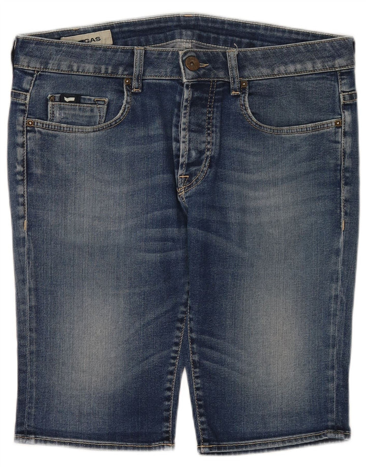 Shorts jeans feminino Gas W34 grande algodão azul