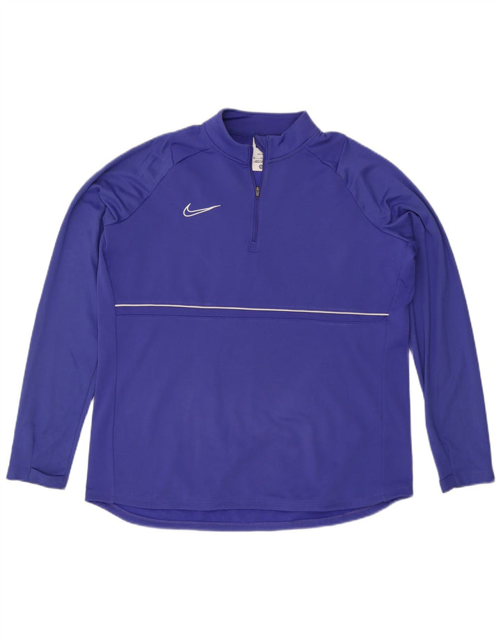 NIKE Masculino Dri Fit Zip Neck Pullover Treino Top XL Azul Poliéster