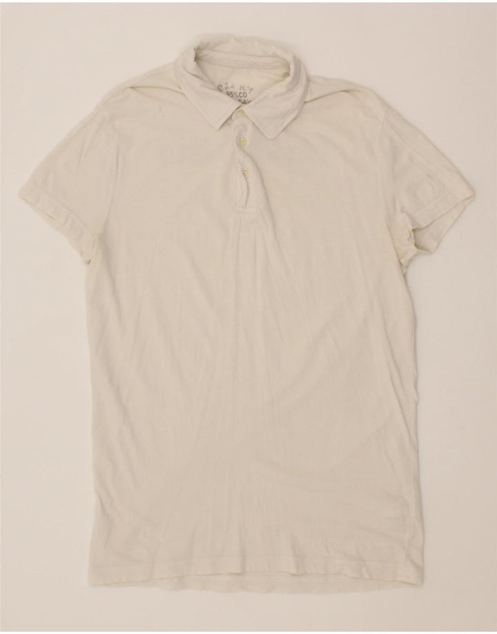CALVIN KLEIN JEANS Mens Graphic Polo Shirt Medium White Cotton Vintage Calvin Klein Jeans and Second-Hand Calvin Klein Jeans from Messina Hembry 
