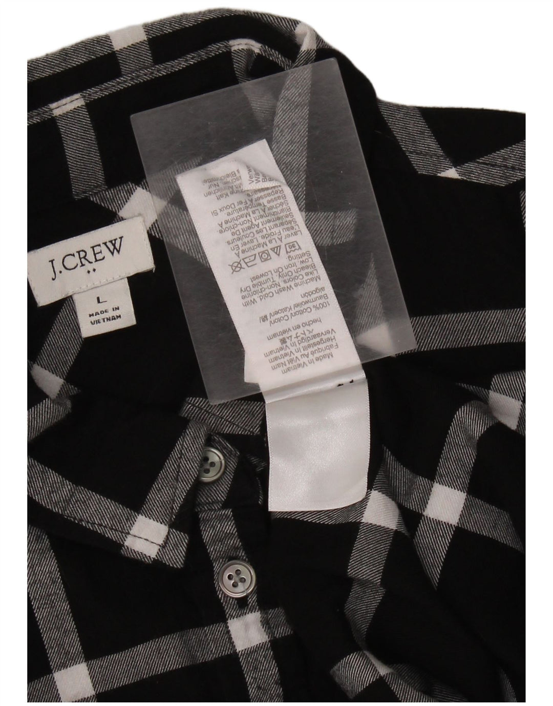 Camisa feminina de flanela J. CREW Reino Unido 16 grande algodão xadrez preto