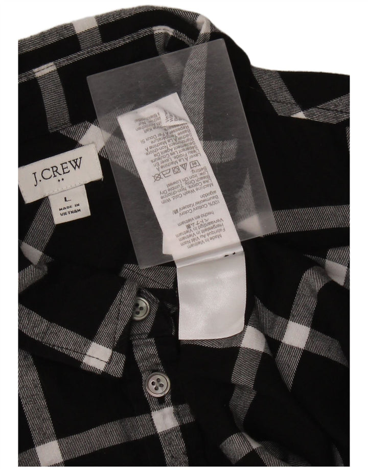 Camisa feminina de flanela J. CREW Reino Unido 16 grande algodão xadrez preto