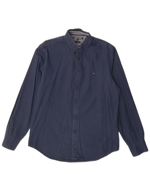 Camisa masculina Tommy Hilfiger New York Fit médio algodão azul marinho