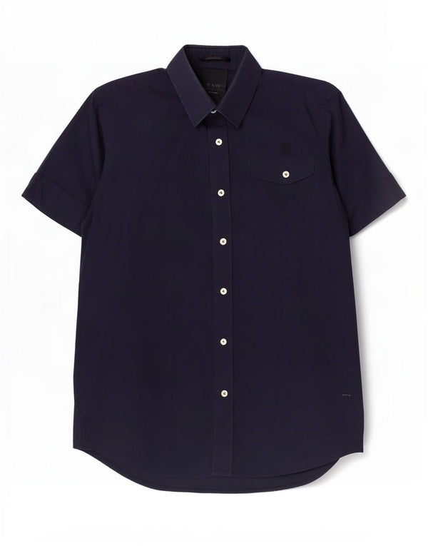 Camisa masculina de manga curta G-Star algodão azul marinho médio