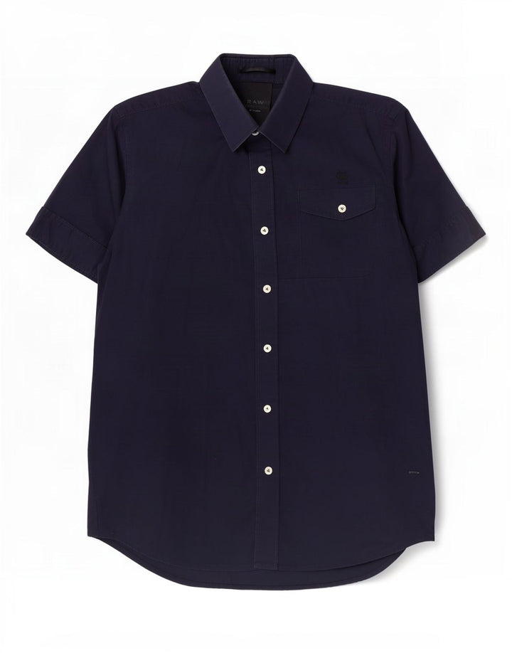 Camisa masculina de manga curta G-Star algodão azul marinho médio