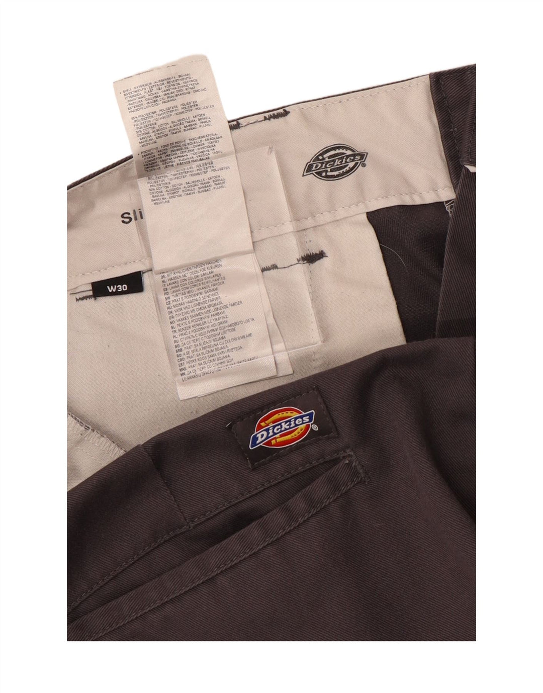 DICKIES Mens Slim Fit Chino Shorts W30 Algodão Cinza Médio