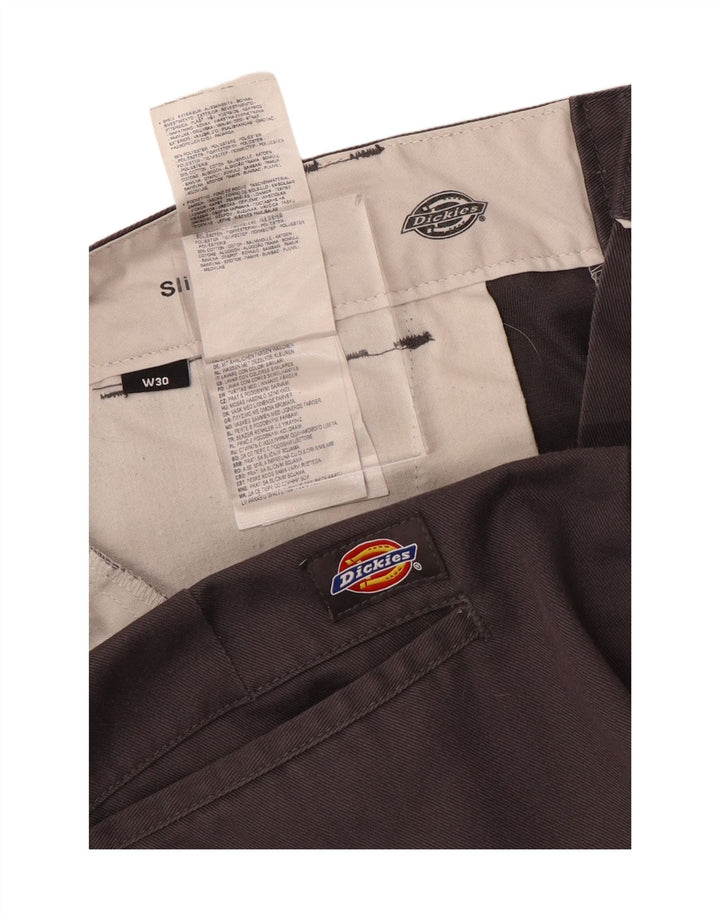 DICKIES Mens Slim Fit Chino Shorts W30 Algodão Cinza Médio