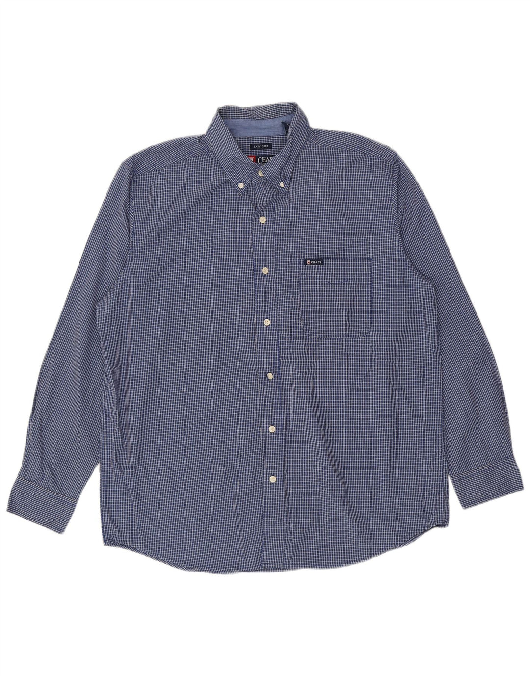 Camisa masculina Chaps Easy Care grande algodão xadrez azul