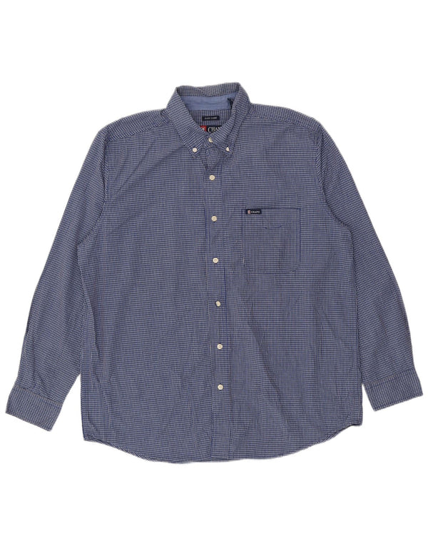 Camisa masculina Chaps Easy Care grande algodão xadrez azul