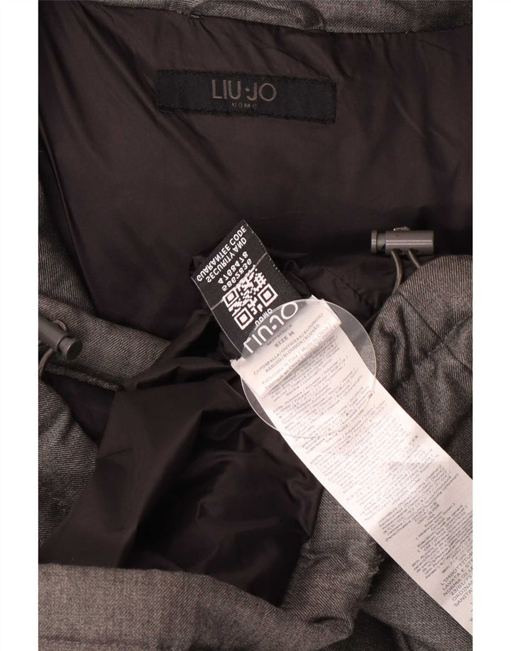 Jaqueta masculina acolchoada com capuz Liu Jo UK 36 poliéster cinza médio