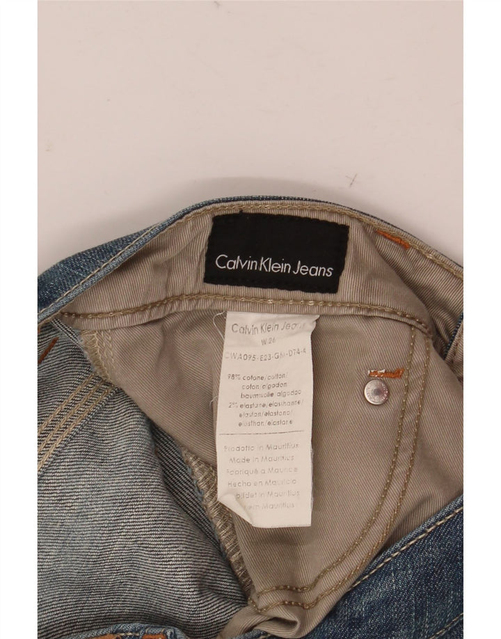 Calvin Klein Bermuda feminina jeans W26 pequeno algodão azul
