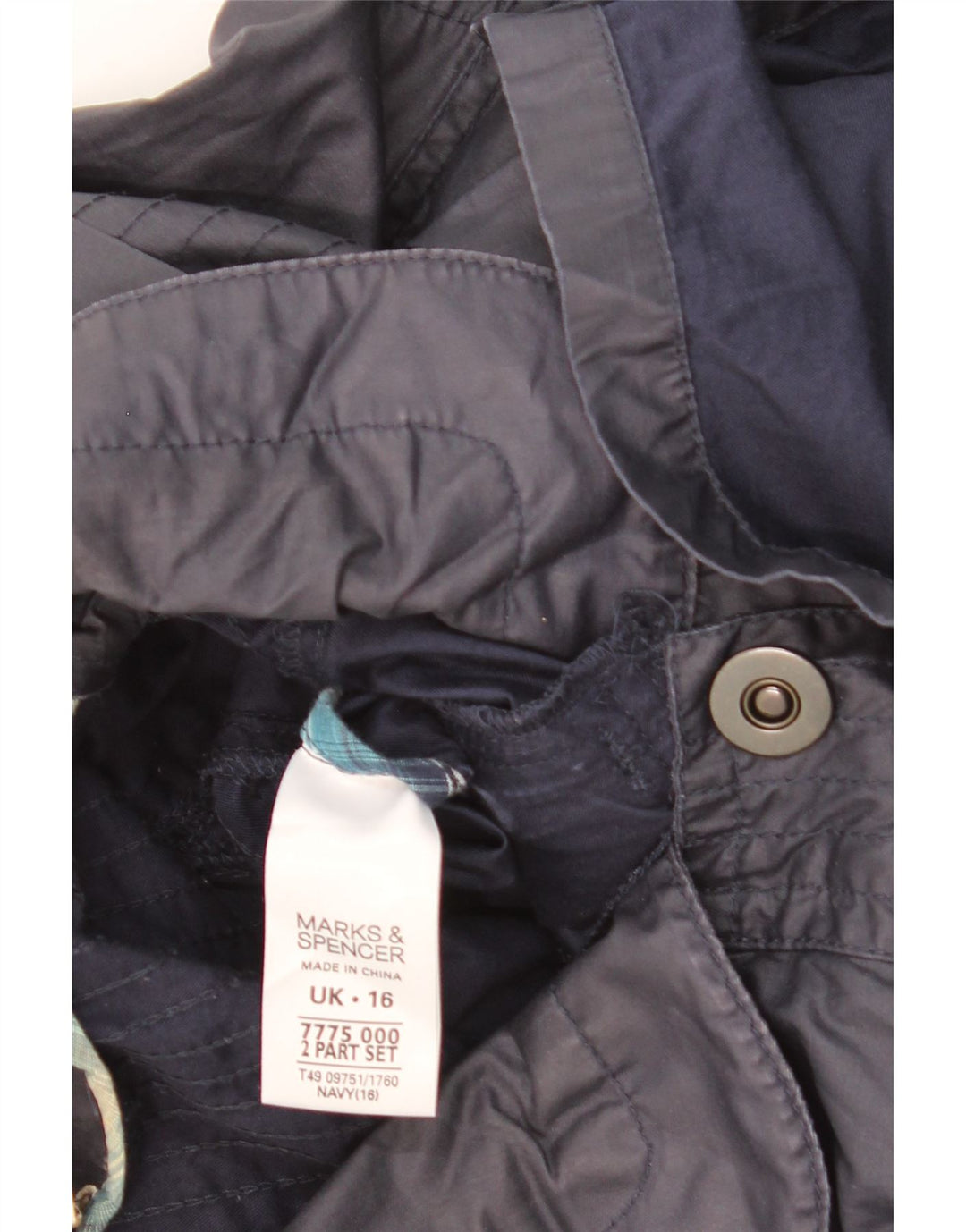 Jaqueta utilitária feminina com capuz Marks & Spencer Reino Unido 16 grande algodão azul marinho