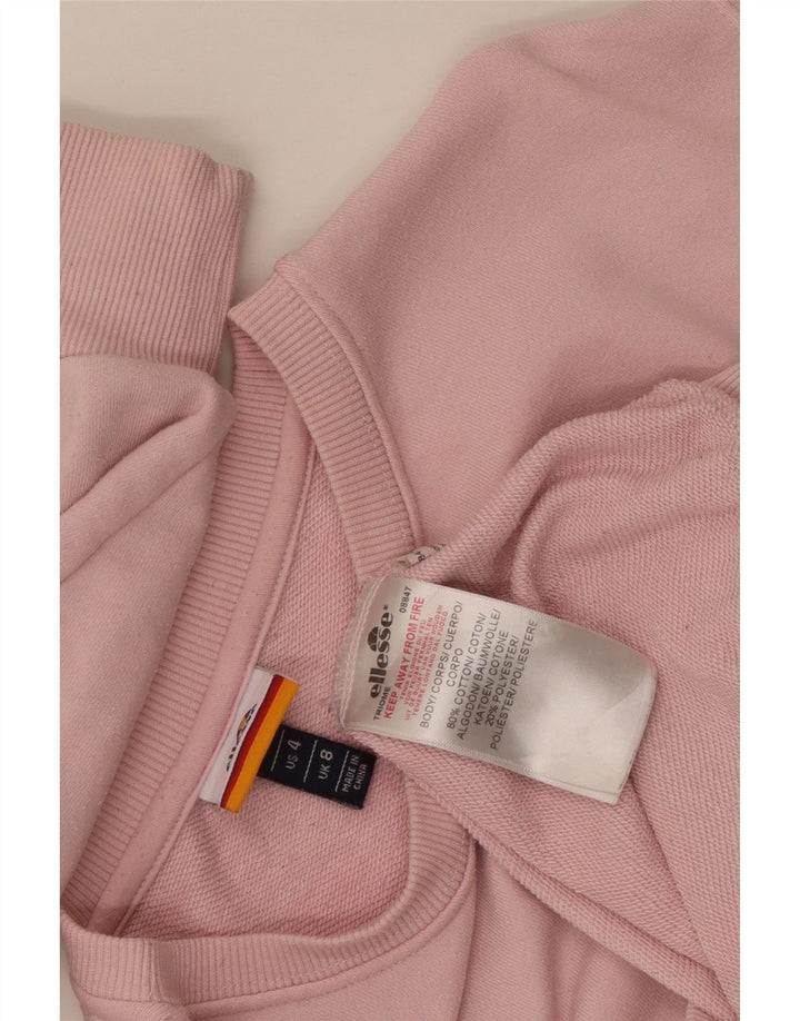 Suéter feminino Ellesse com estampa grande e grande, Reino Unido 8, pequeno, rosa, algodão