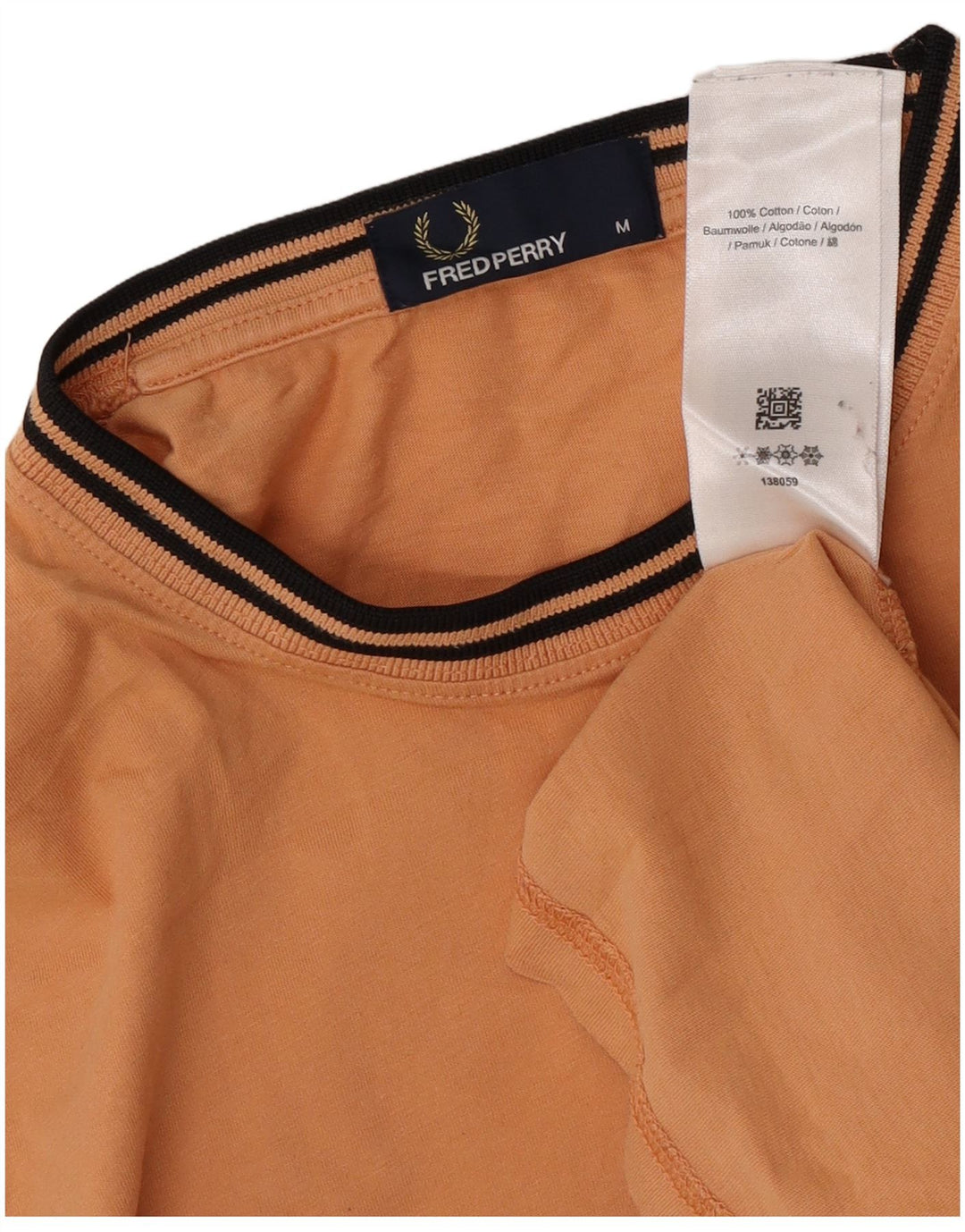Camiseta masculina Fred Perry de algodão listrado laranja médio