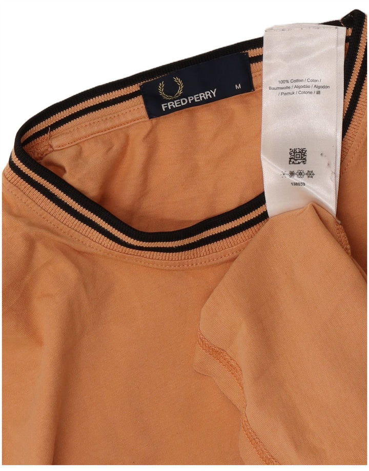 Camiseta masculina Fred Perry de algodão listrado laranja médio