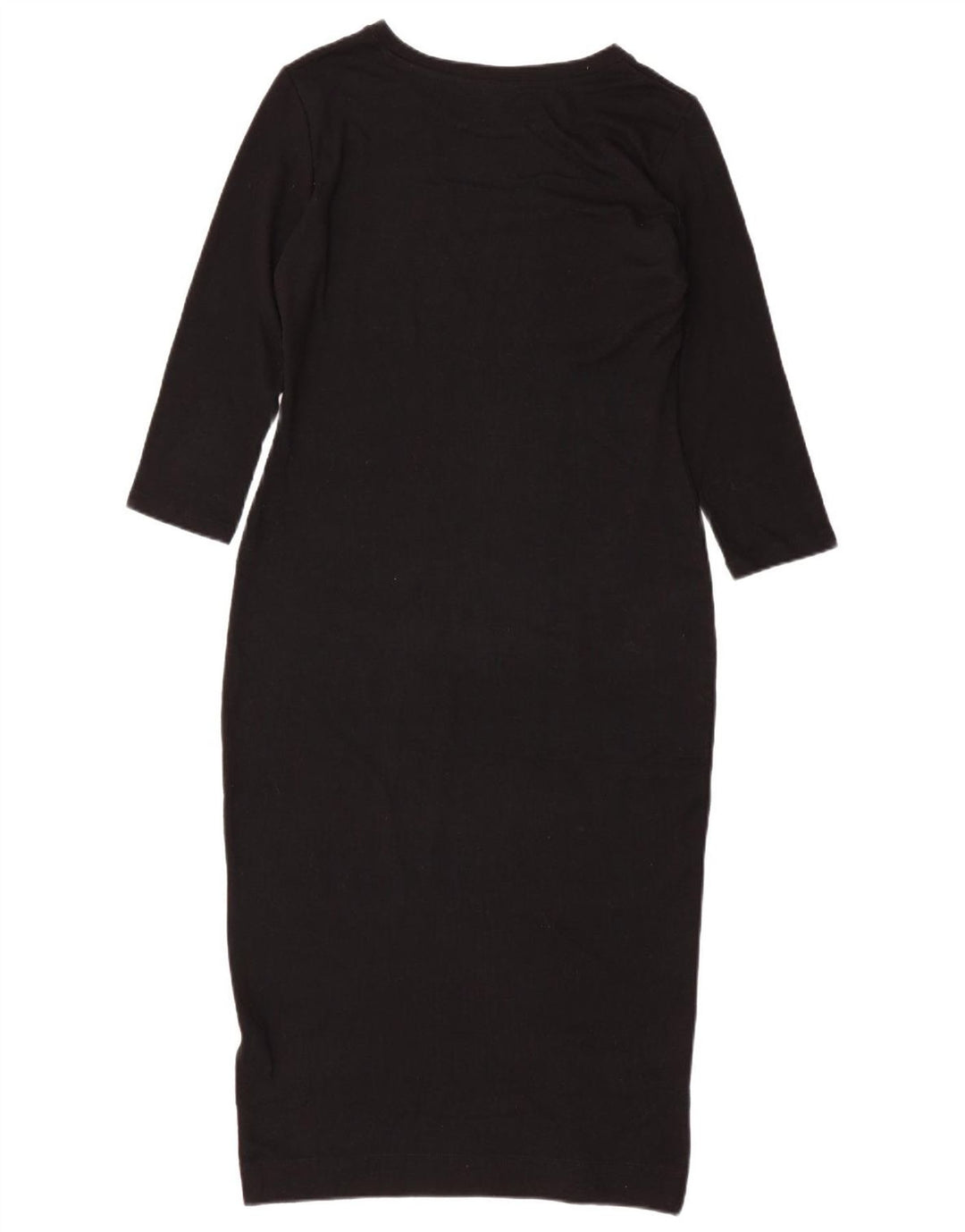 Vestido feminino MARKS & SPENCER com bainha de manga 3/4 Reino Unido 10 pequeno poliéster preto
