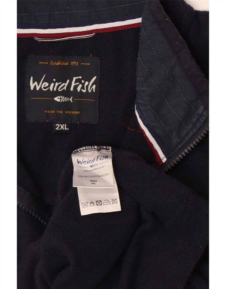 Weird Fish Masculino Zip Neck Fleece Jumper 2XL Azul Marinho Poliéster