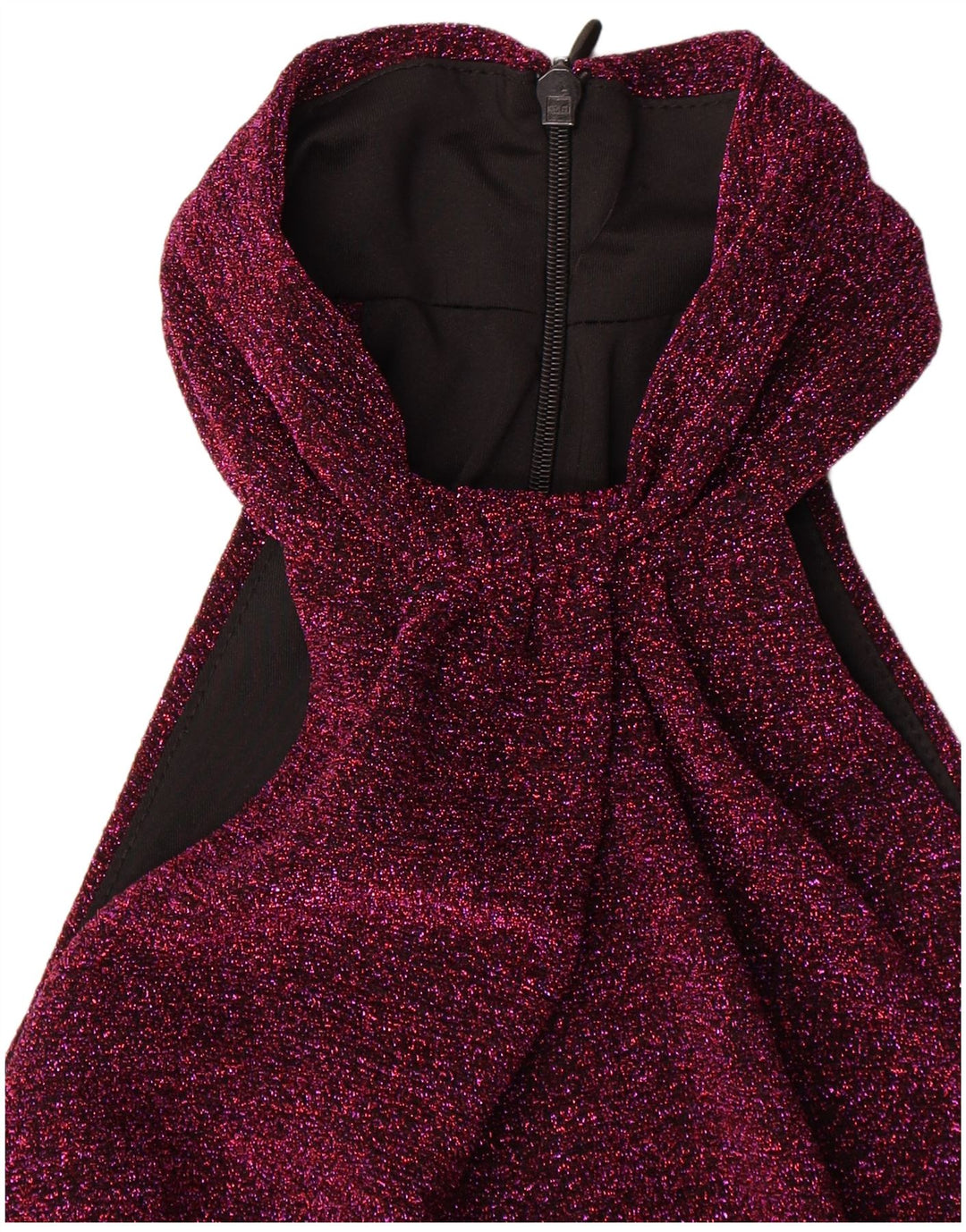 Vestido feminino maxi frente única vintage Reino Unido 8 poliéster manchado marrom pequeno