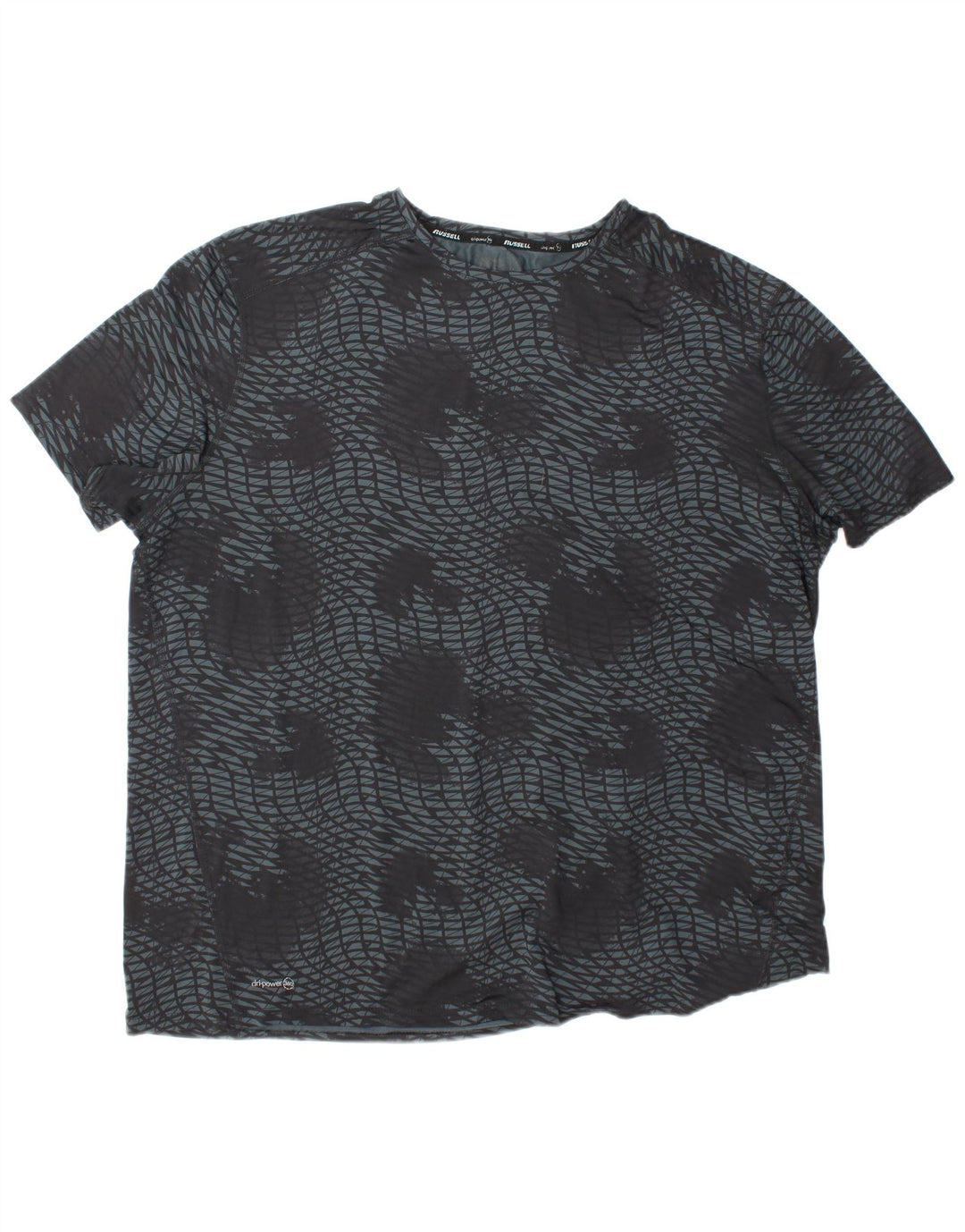 RUSSELL ATLÉTICO Masculino Dri-Power Camiseta Top 2XL Poliéster Geométrico Cinza