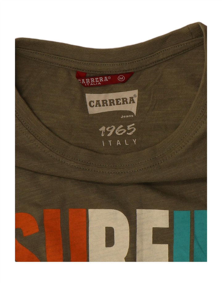 Camiseta gráfica masculina Carrera Top médio cáqui salpicado
