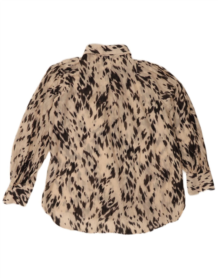 Camisa oversized feminina Massimo Dutti EU 34 2XS branco estampa animal