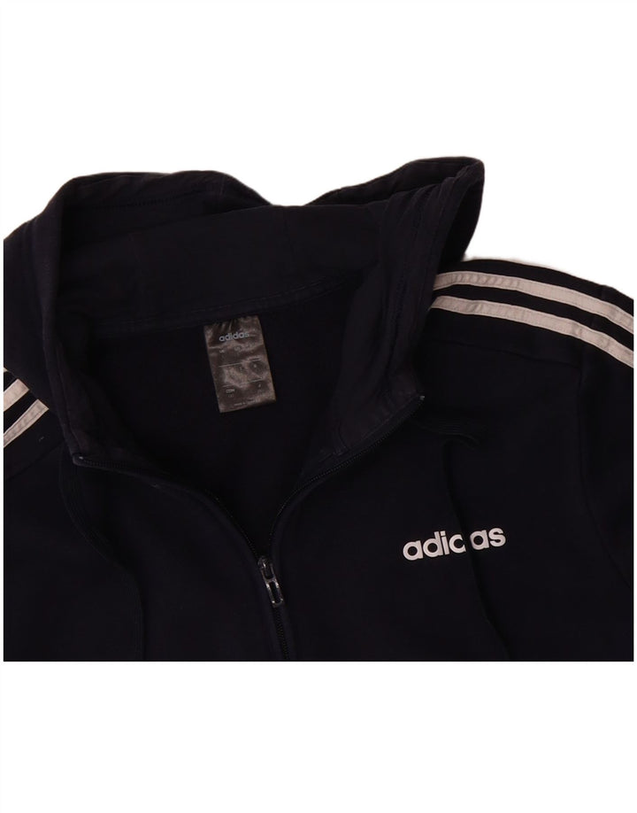 ADIDAS Suéter masculino com capuz e zíper grande algodão azul marinho