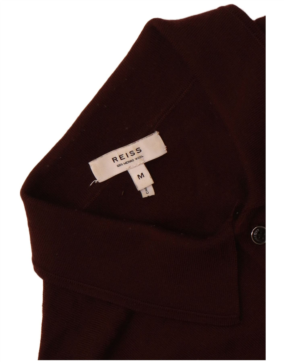 Suéter masculino Reiss com gola polo e lã merino marrom médio