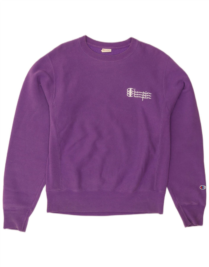 CAMPEÃO Masculino Reverse Weave Gráfico Suéter Pequeno Algodão Roxo