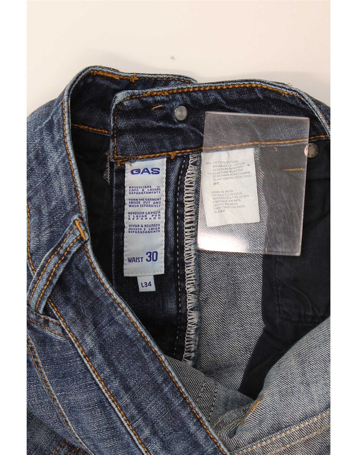 Calça jeans reta feminina Gas W30 L29 algodão azul
