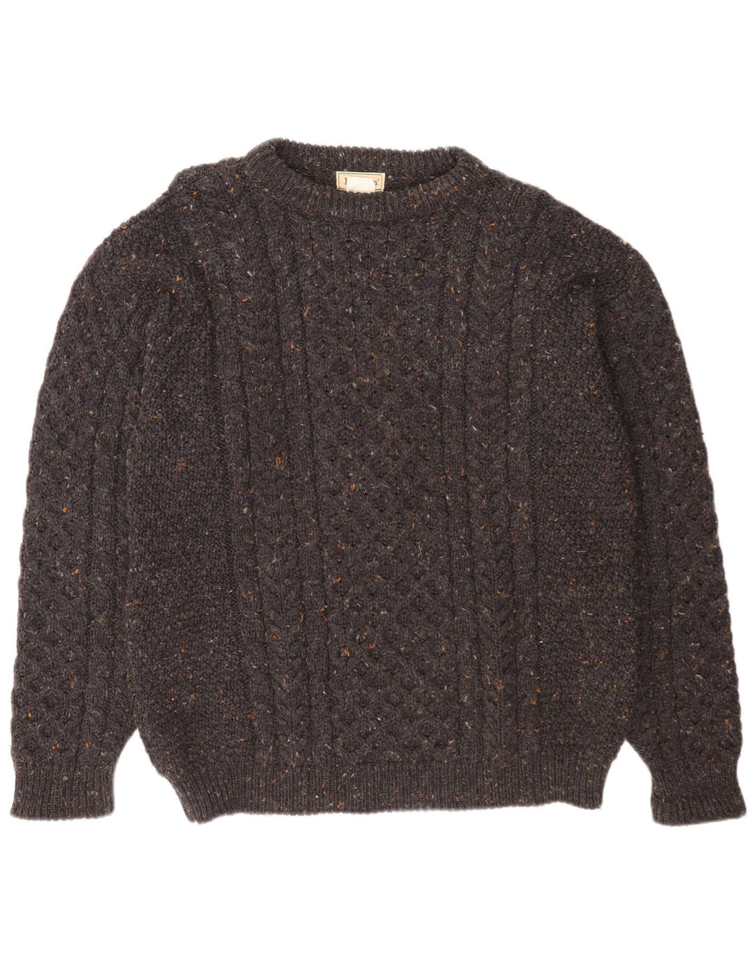 L.L.Bean Suéter masculino com gola canoa grande lã manchada cinza