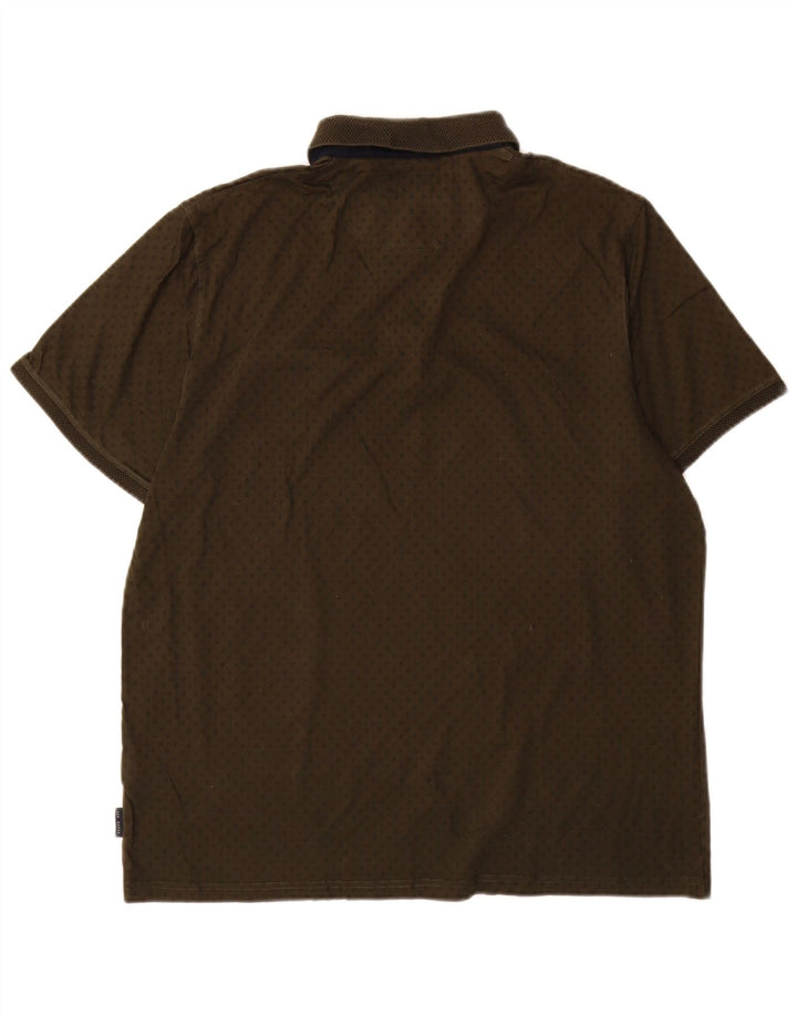 Camisa polo masculina Ted Baker tamanho 5 XL algodão manchado cáqui